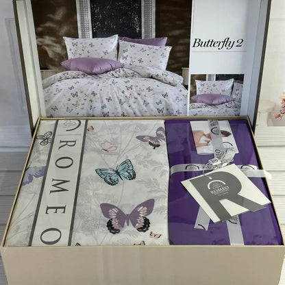 Постільна білизна бавовна, Євро розмір, подарункова упаковка, Romeo Home Poplin Butterfly 2 / Бавованяна постільна білизна