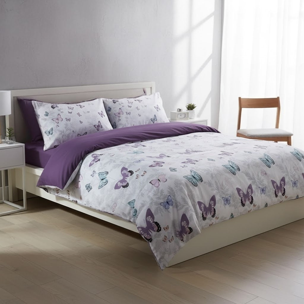 Постільна білизна бавовна, Євро розмір, подарункова упаковка, Romeo Home Poplin Butterfly 2 / Бавованяна постільна білизна