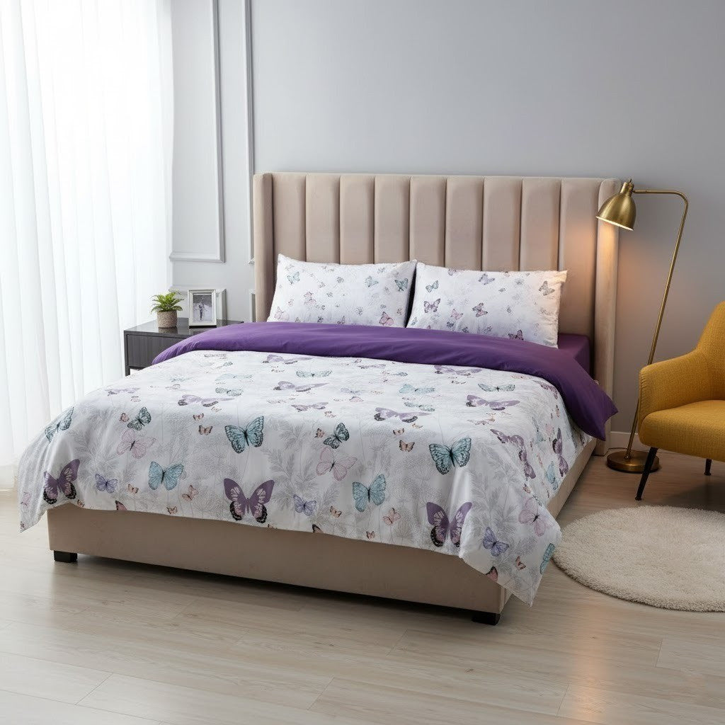 Постільна білизна бавовна, Євро розмір, подарункова упаковка, Romeo Home Poplin Butterfly 2 / Бавованяна постільна білизна