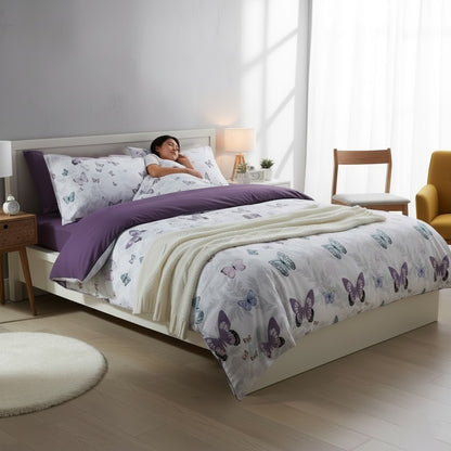 Постільна білизна бавовна, Євро розмір, подарункова упаковка, Romeo Home Poplin Butterfly 2 / Бавованяна постільна білизна