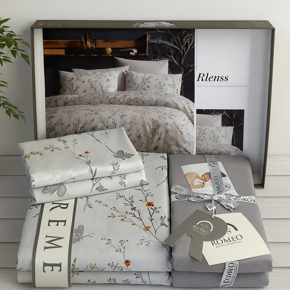 Комплект постільної білизни попліновий, Євро розмір, Romeo home Poplin Rlenss / Бавовняний набір постільної білизни