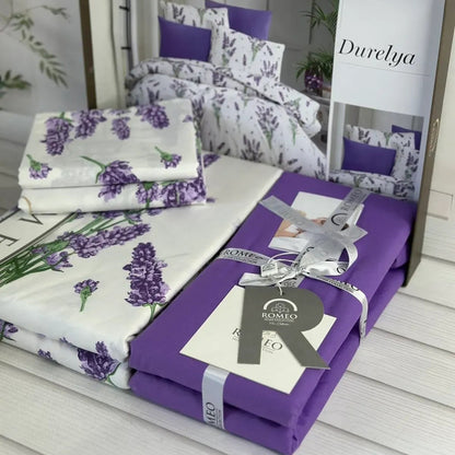 Постільна білизна бавовна, Євро розмір, подарункова упаковка, Romeo Home Poplin Butterfly 2 / Комплект постільної білизни