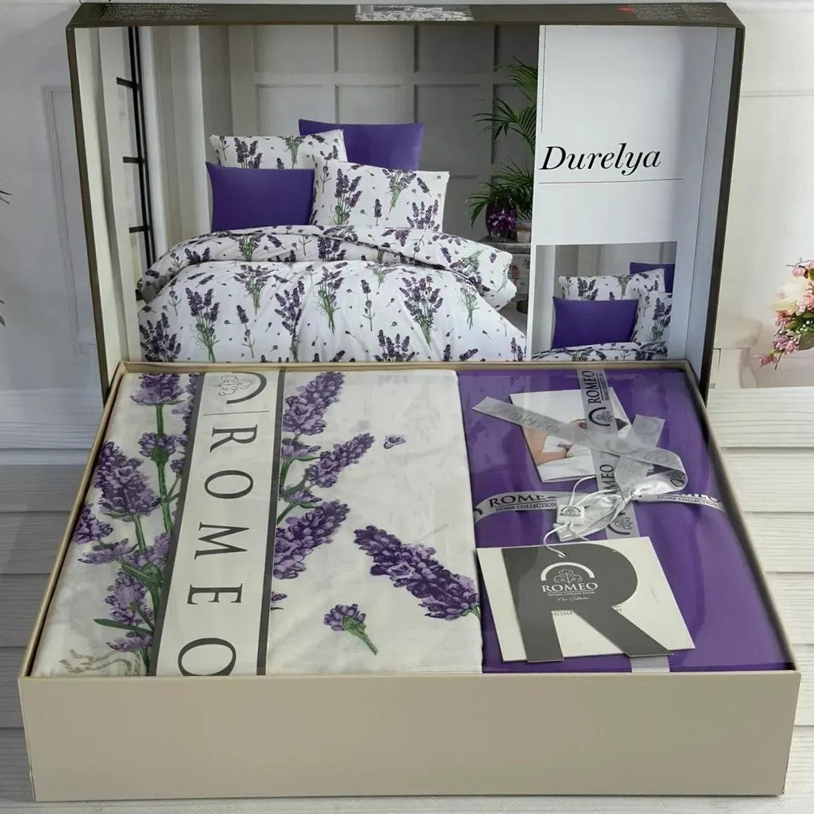 Постільна білизна бавовна, Євро розмір, подарункова упаковка, Romeo Home Poplin Butterfly 2 / Комплект постільної білизни