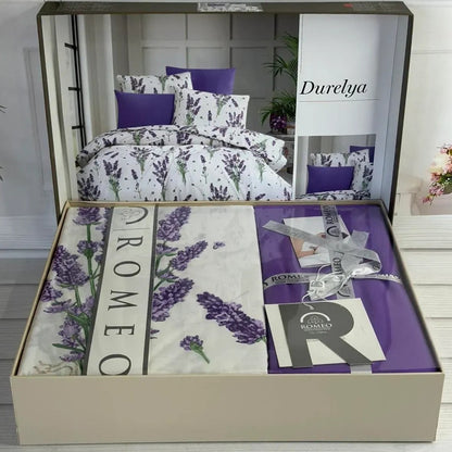 Постільна білизна бавовна, Євро розмір, подарункова упаковка, Romeo Home Poplin Butterfly 2 / Комплект постільної білизни