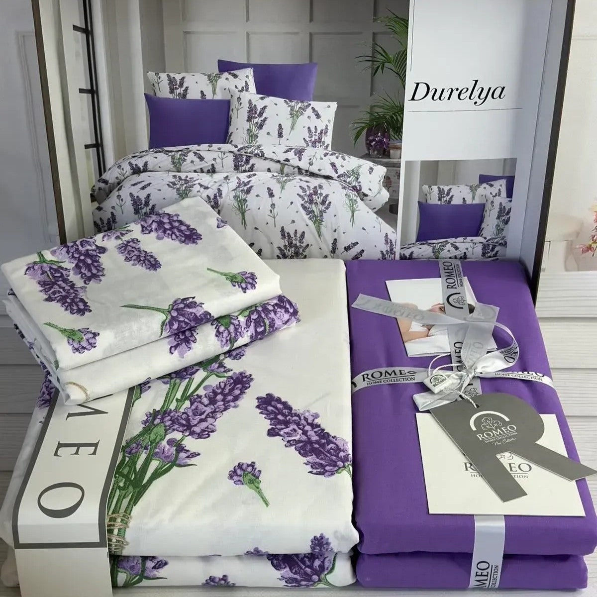 Постільна білизна бавовна, Євро розмір, подарункова упаковка, Romeo Home Poplin Butterfly 2 / Комплект постільної білизни