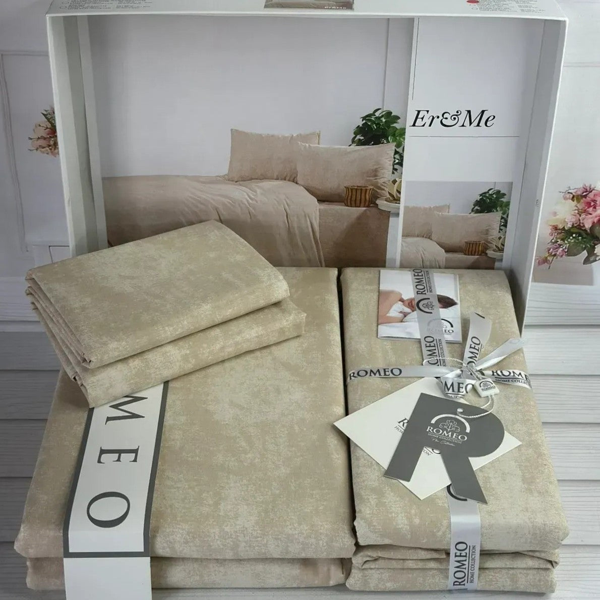 Постільна білизна поплін, Євро розмір, подарункова упаковка, Romeo Home Poplin Eresme / Комплект постільної білизни