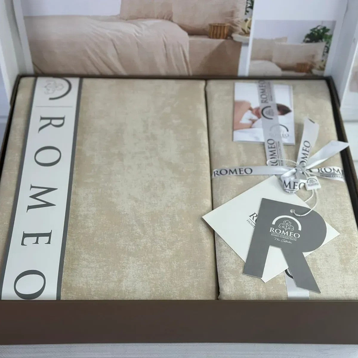 Постільна білизна поплін, Євро розмір, подарункова упаковка, Romeo Home Poplin Eresme / Комплект постільної білизни