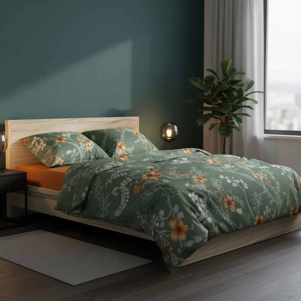 Постільна білизна поплін, Євро розмір, подарункова упаковка, Romeo Home Poplin Florska / Набір постільної білизни