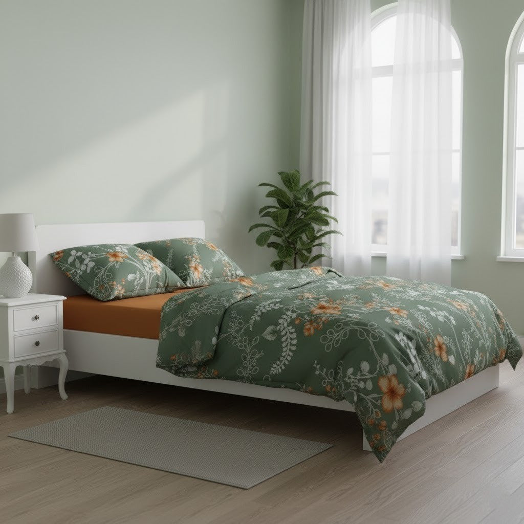Постільна білизна поплін, Євро розмір, подарункова упаковка, Romeo Home Poplin Florska / Набір постільної білизни