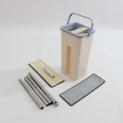 Комплект швабра та відро з самовіджимом Scratch Cleaning Mop, Світло бежева / Набір для збирання / Швабра ледарка