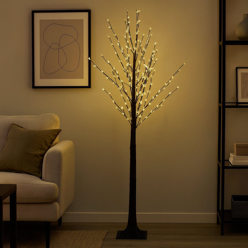 Світлодіодне декоративне дерево, 480 LED, 1.5м, USB, Чорний /батарейки / Декоративна LED лампа-нічник / Світильник дерево