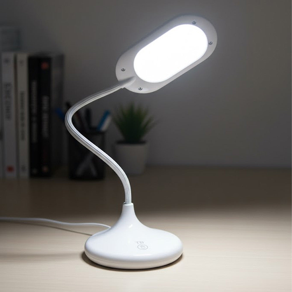 Настільна лампа акумуляторна, від USB, Білий / LED лампа сенсорна / Світлодіодна лампа на гнучкій ніжці
