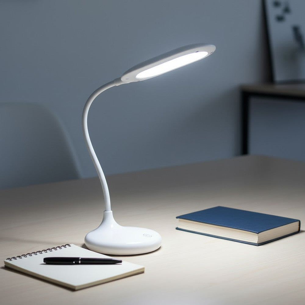 Настільна лампа акумуляторна, від USB, Білий / LED лампа сенсорна / Світлодіодна лампа на гнучкій ніжці