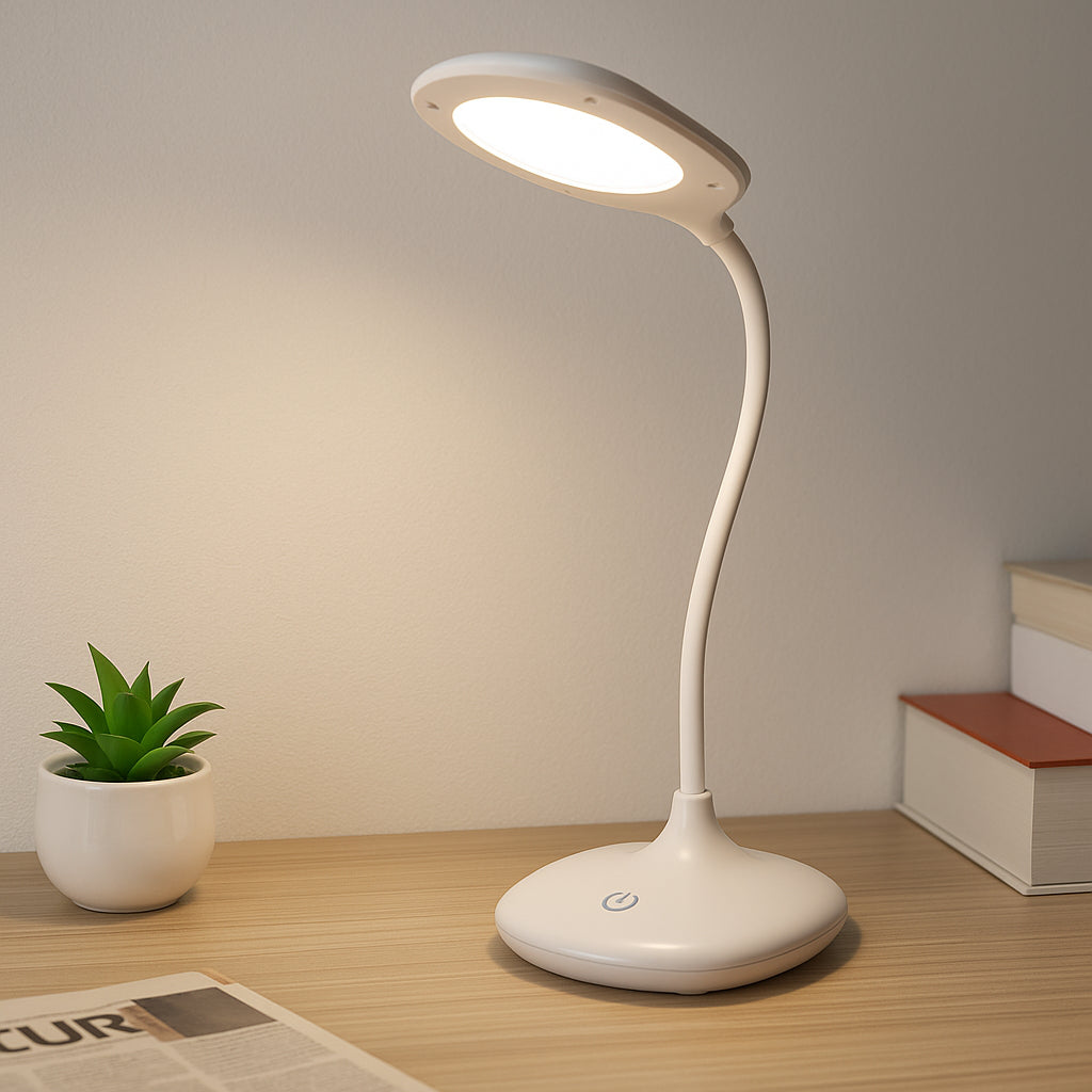 Настільна лампа акумуляторна, від USB, Білий / LED лампа сенсорна / Світлодіодна лампа на гнучкій ніжці
