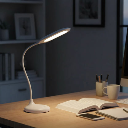 Настільна лампа акумуляторна, від USB, Білий / LED лампа сенсорна / Світлодіодна лампа на гнучкій ніжці