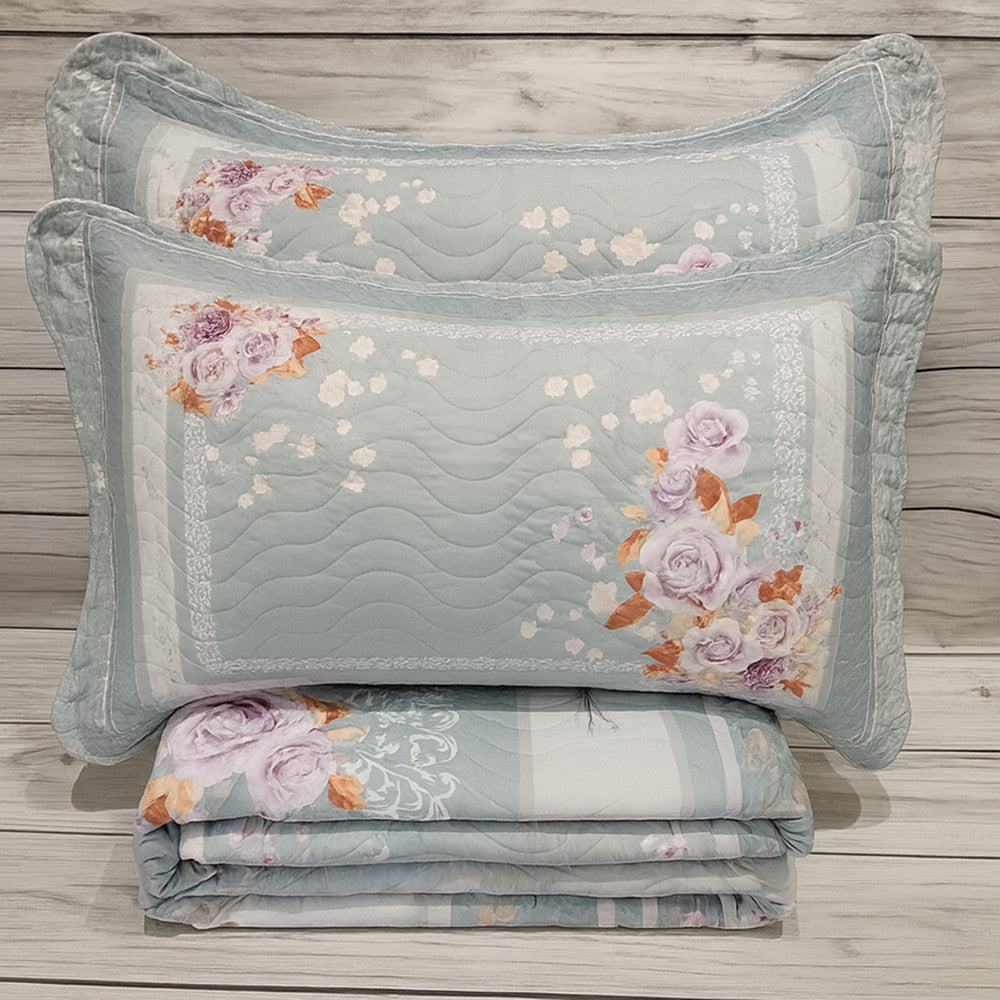 Двоспальне покривало стьобане 250x260см, 2 наволочки 50x70см, Miss Bella Rosebel / Комплект покривало з наволочками