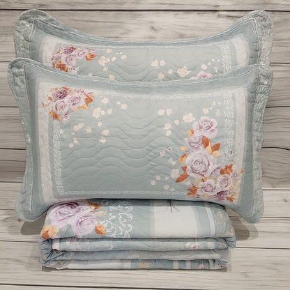 Двоспальне покривало стьобане 250x260см, 2 наволочки 50x70см, Miss Bella Rosebel / Комплект покривало з наволочками