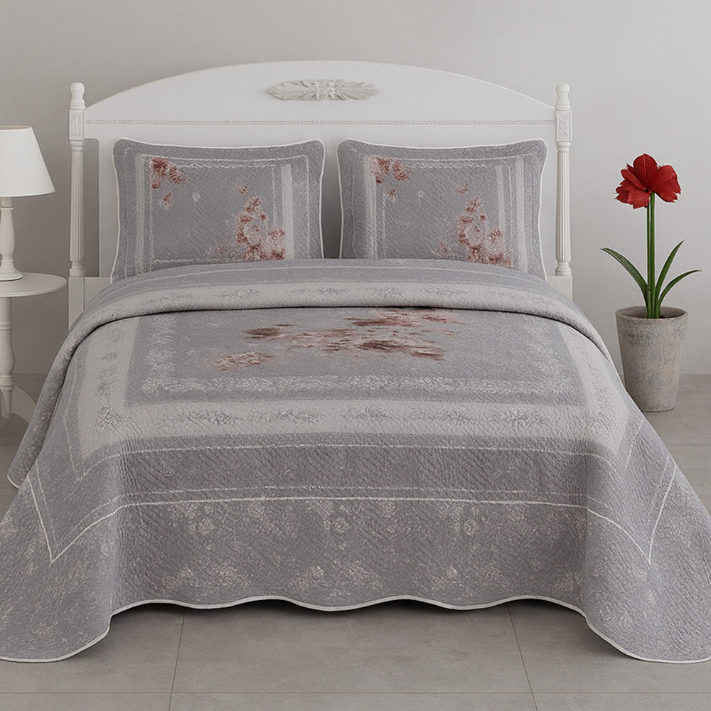 Двоспальне покривало стьобане 250x260см, 2 наволочки 50x70см, Miss Bella Rosebel / Комплект покривало з наволочками