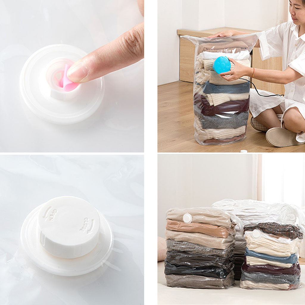1шт Вакуумний пакет для одягу 80х110см, Vacuum Bag, Прозорий / Вакуумний мішок для зберігання одягу