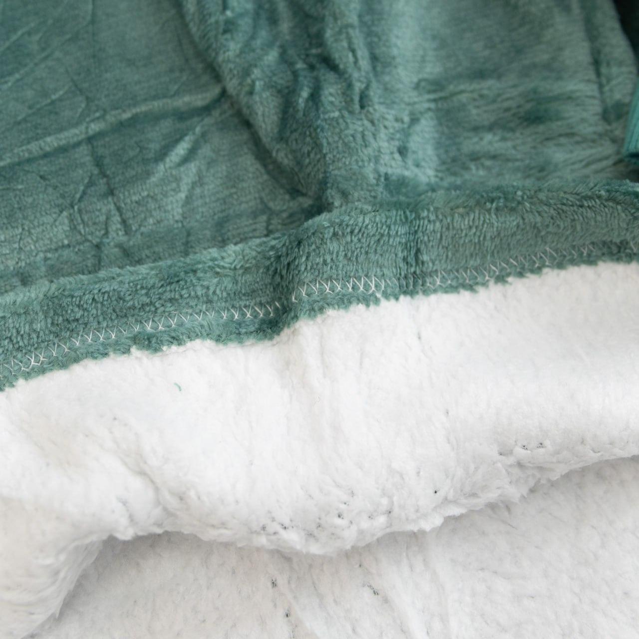 Оверсайз плед-халат з капюшоном 100х80см, Huggle Hoodie, Зелений / Толстовка худі для дому / Плед з рукавами