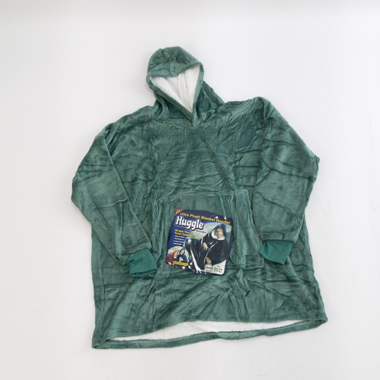 Оверсайз плед-халат з капюшоном 100х80см, Huggle Hoodie, Зелений / Толстовка худі для дому / Плед з рукавами
