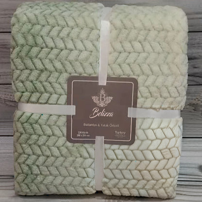 Плед із мікрофібри 200х220 см, Belizza Kapadokya mint, / Покривало з мікрофібри / Ковдра на ліжко