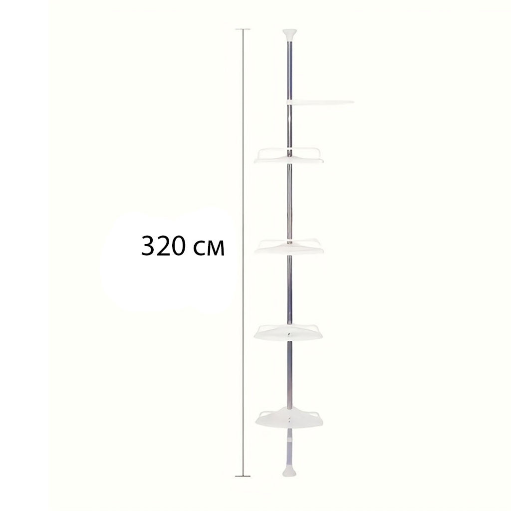 Кутова полиця для ванної 320х33см, Multi Corner Shelf GY-188 White, Білий / Розсувна полиця для ванної кімнати