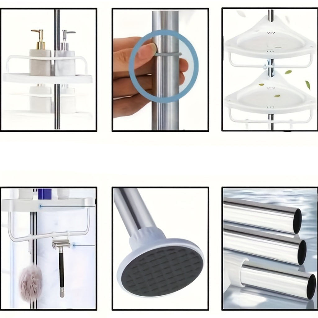 Кутова полиця для ванної 320х33см, Multi Corner Shelf GY-188 White, Білий / Розсувна полиця для ванної кімнати