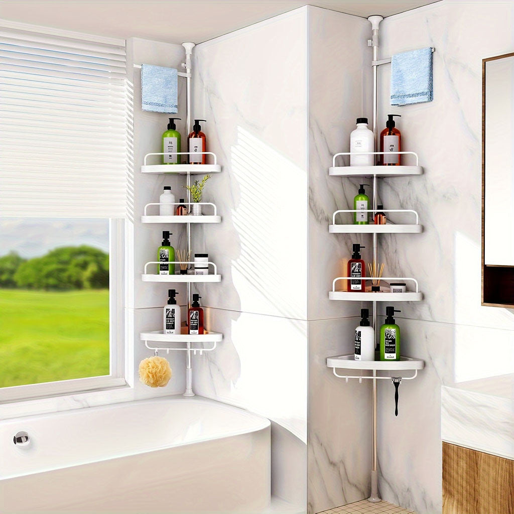 Кутова полиця для ванної 320х33см, Multi Corner Shelf GY-188 White, Білий / Розсувна полиця для ванної кімнати