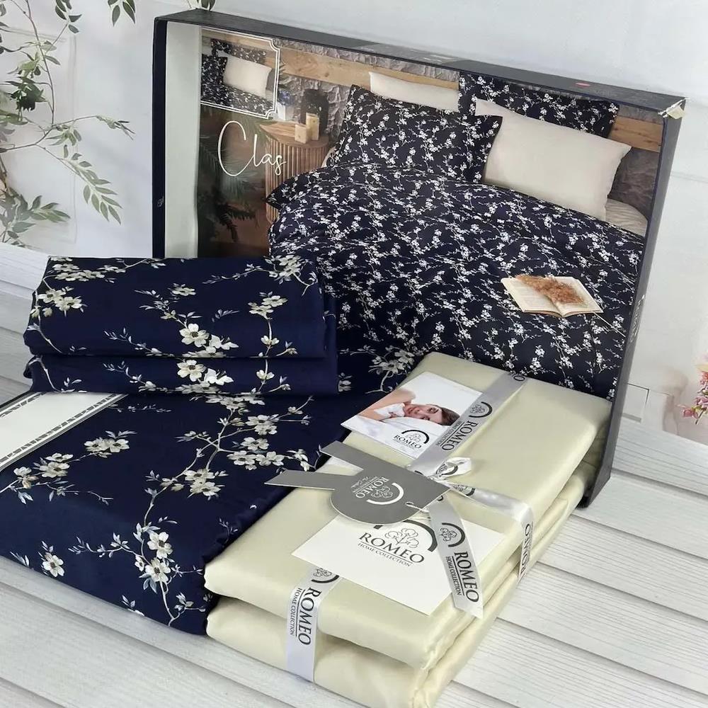 Сатинова постільна білизна, Євро розмір, Romeo home Class / Комплект постільної білизни бавовняної / Набір постільної білизни