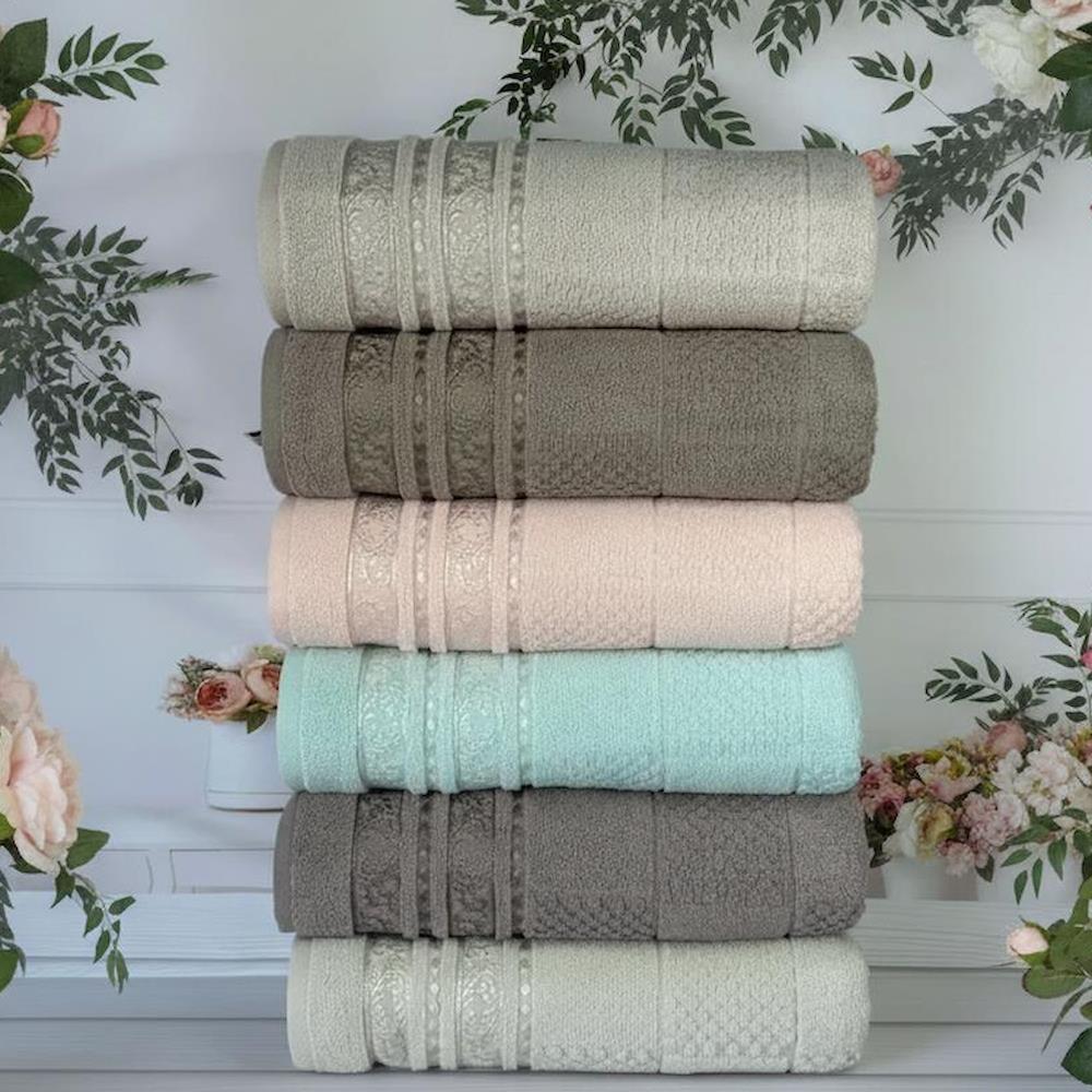 Набір махрових рушників, 6 шт, 70x140 см, Lux cotton Senfoni / Набір банних рушників / Комплект махрових рушників