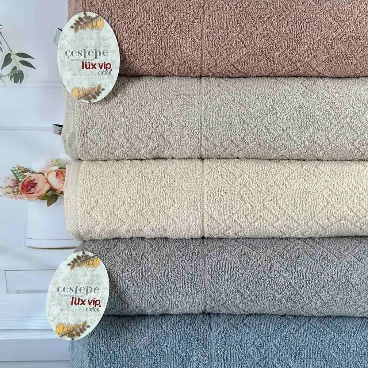 Набір рушників, 6 шт, 70x140 см, Cestepe Lux cotton Grand / Комплект махрових рушників / Бавовняні рушники