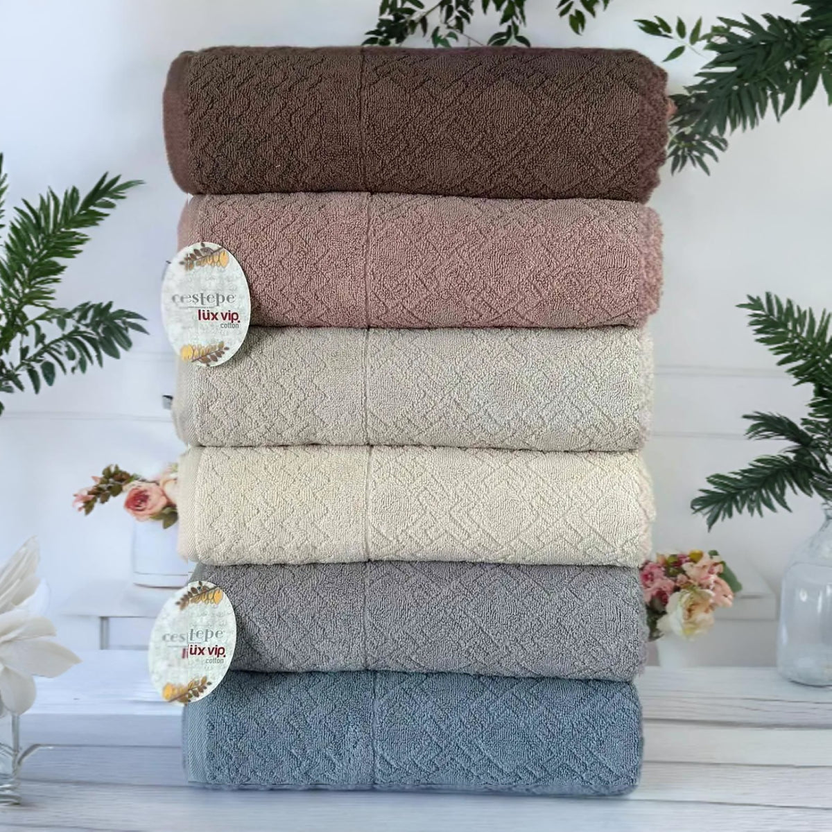 Набір рушників, 6 шт, 70x140 см, Cestepe Lux cotton Grand / Комплект махрових рушників / Бавовняні рушники