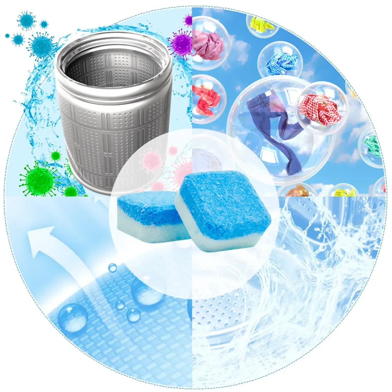 Антибактеріальний засіб для чищення пральної машин 12шт, Washing machine cleaner №2 / Таблетки для пральної машини