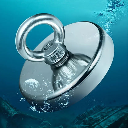 Неодимовий магніт 75мм - 250кг у корпусі із зовнішнім кільцем / Пошуковий магніт / Магніт для пошуків металу