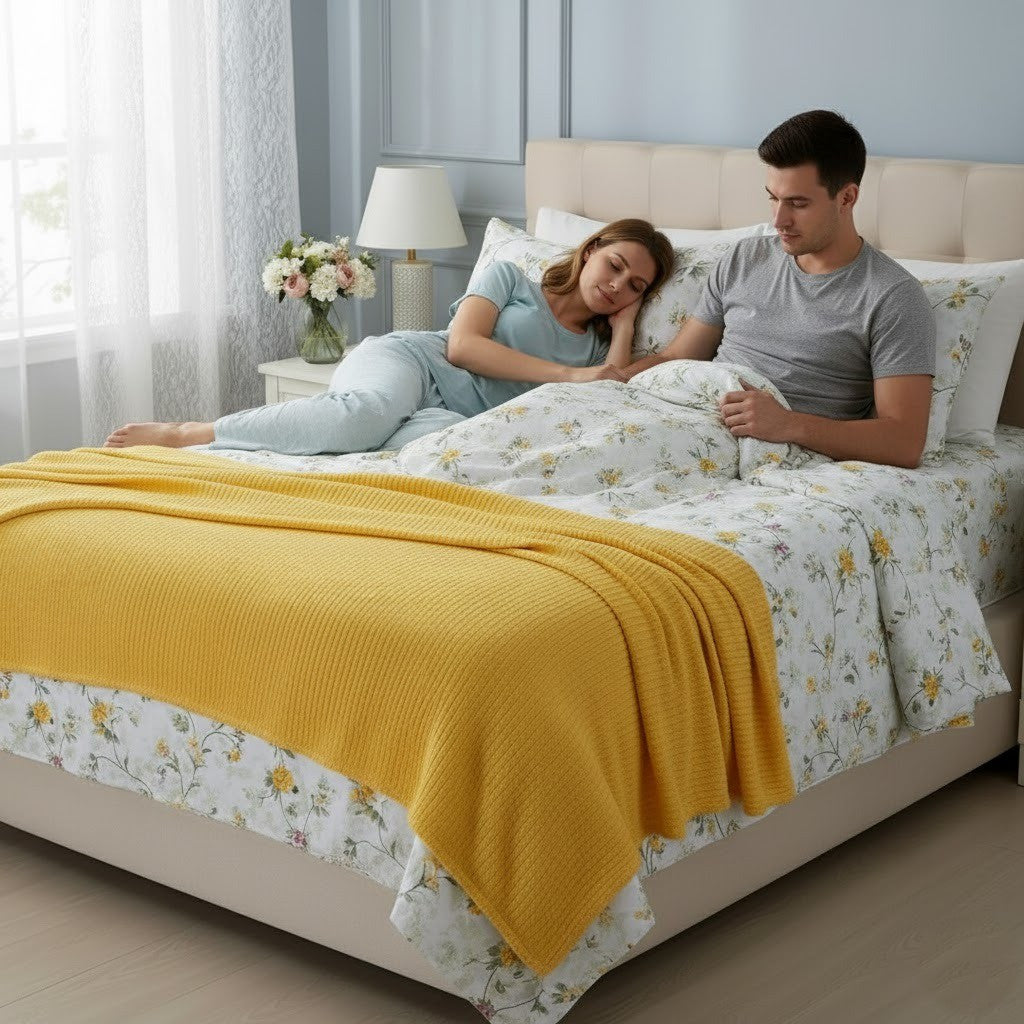 Комплект постільної білизни з пледом, Євро розмір, акрил, ранфорс Romeo home Sari / Постільна білизна