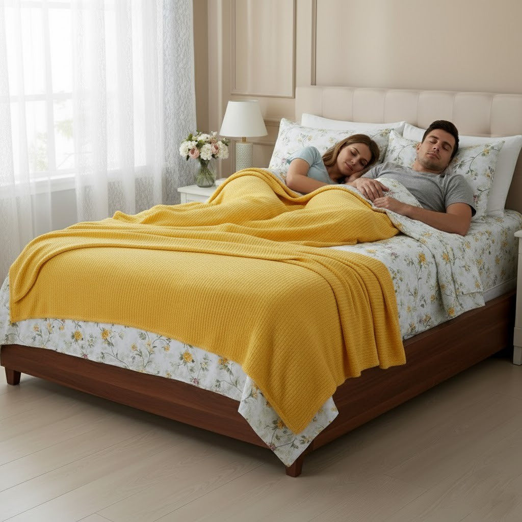Комплект постільної білизни з пледом, Євро розмір, акрил, ранфорс Romeo home Sari / Постільна білизна