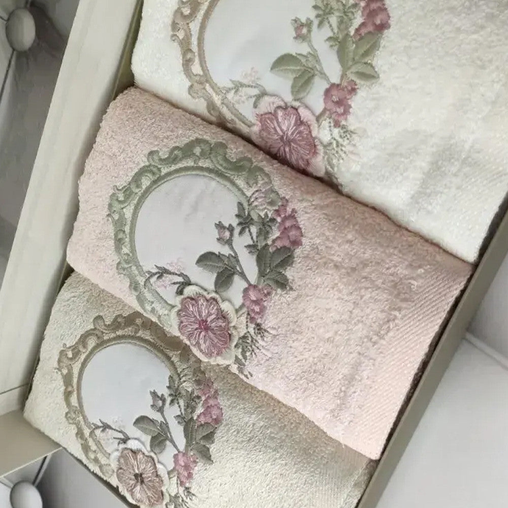 Набір рушників махрових 30х50см, 3шт/уп, Pupilla Hayal rose / Рушники махрові для кухні / Комплект рушників кухонних