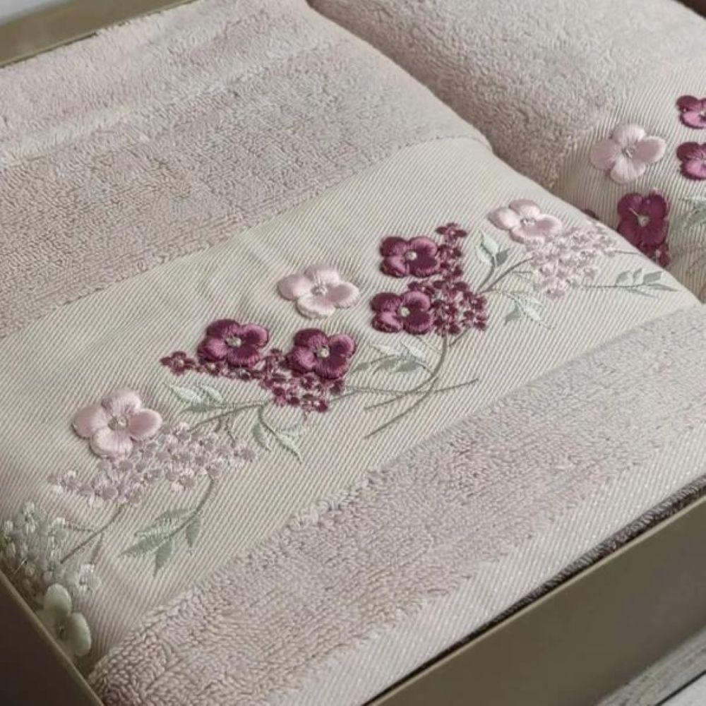 Набір рушників, 6 шт., 50x90 см, Pupilla Eva Cicek Milki / Комплект рушників з бавовни / Рушники для лазні