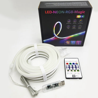 Розумна неонова стрічка, від USB, 3м, Bluetooth + пульт, Rgb / Гнучка RGB стрічка / Світлодіодна стрічка неон / LED стрічка