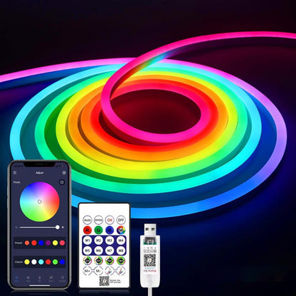 Розумна неонова стрічка, від USB, 3м, Bluetooth + пульт, Rgb / Гнучка RGB стрічка / Світлодіодна стрічка неон / LED стрічка