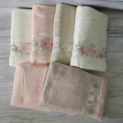 Набір рушників, 6 шт, 70x140 см, Pupilla Eva Rose / Набір рушників із бавовни / Комплект рушників