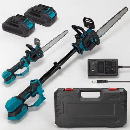 Телескопічна пила масляна 12'', 2 АКБ, Синя / Електропила на акумуляторі / Акумуляторна пила для обрізки дерев