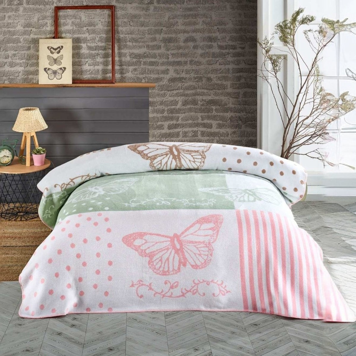 Плед бавовняний 200х240 см, 500 гр/м2, Belizza Butterfly / Покривало з бавовни / Ковдра на ліжко