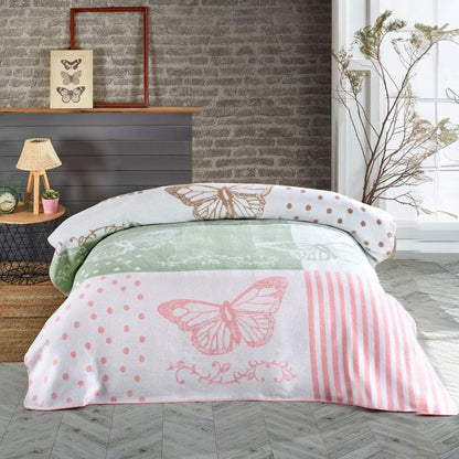 Плед бавовняний 200х240 см, 500 гр/м2, Belizza Butterfly / Покривало з бавовни / Ковдра на ліжко