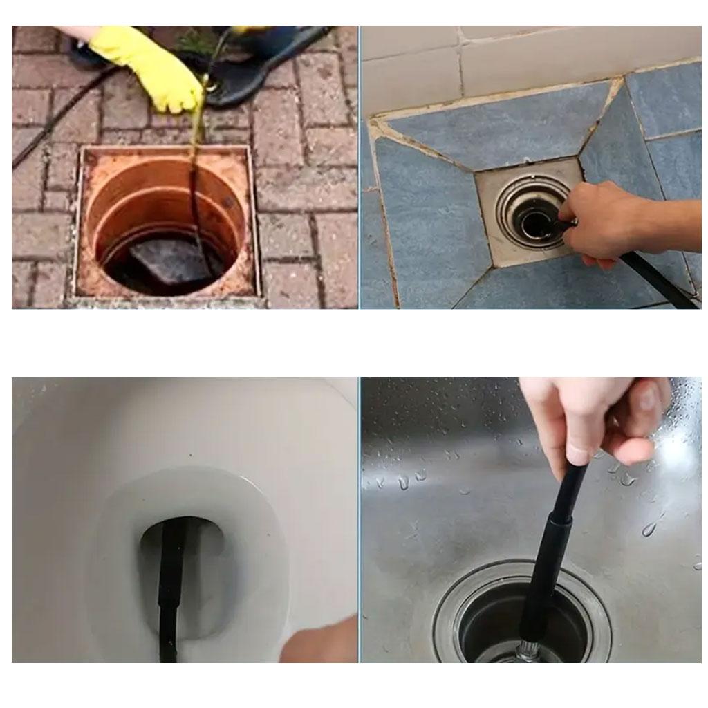 Шланг для очищення каналізації 10м + 3 насадки, 5000PSI, Чорний / Каналізаційний шланг / Шланг для каналізації