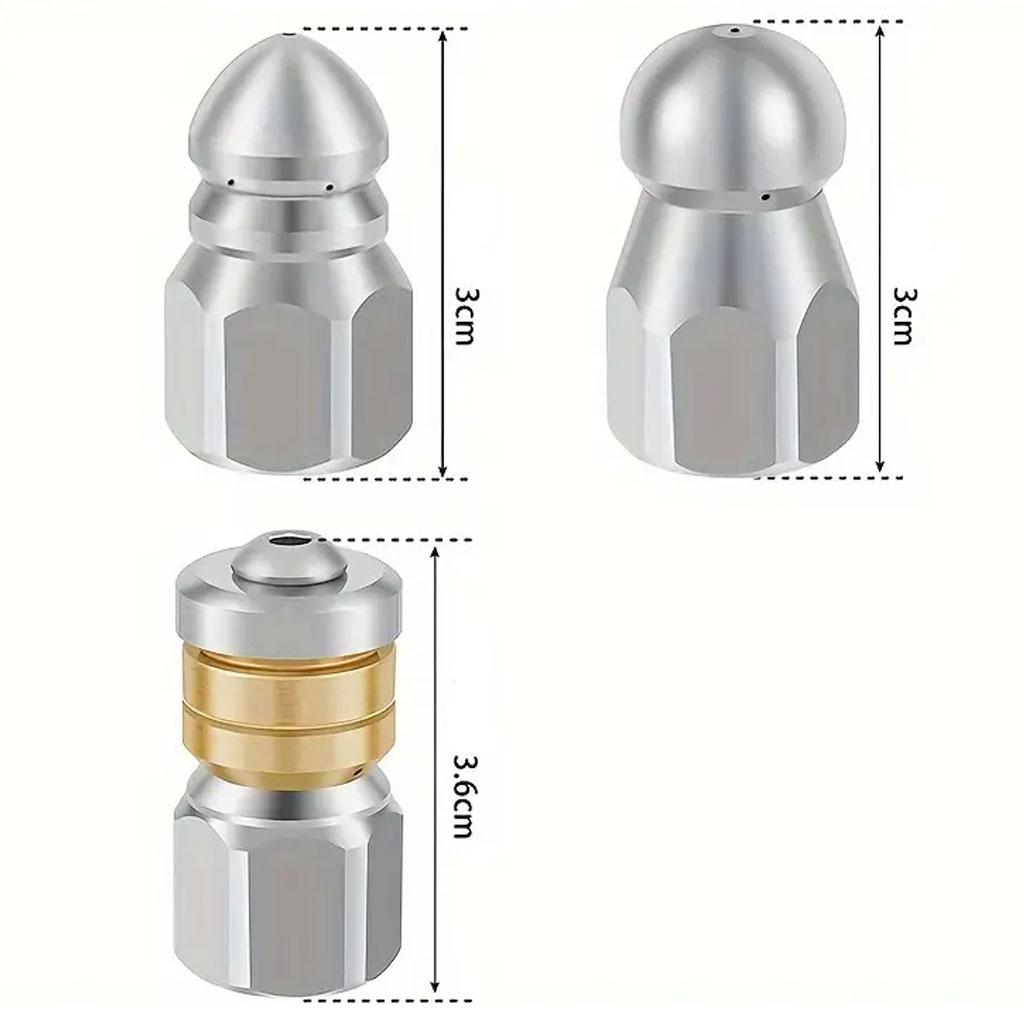 Шланг для очищення каналізації 10м + 3 насадки, 5000PSI, Чорний / Каналізаційний шланг / Шланг для каналізації