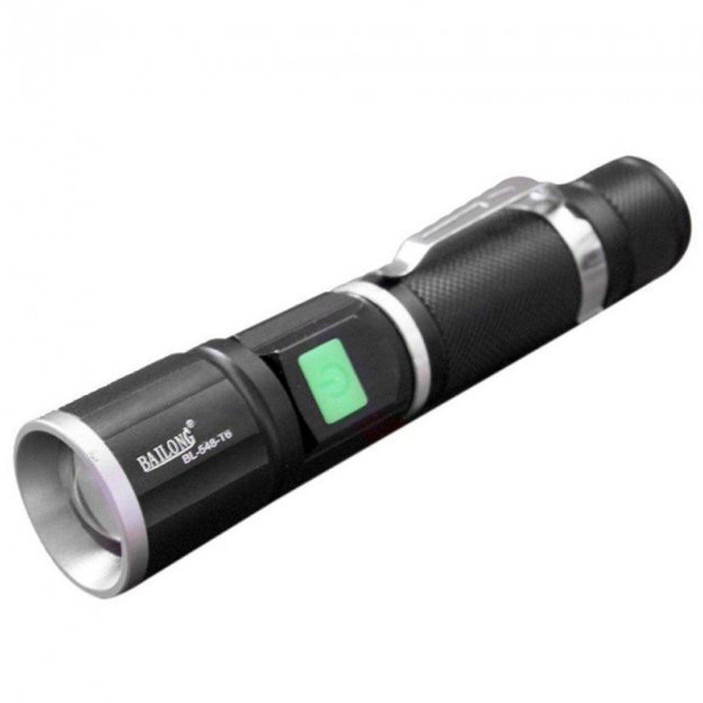 Ручний ліхтар акумуляторний від USB, BL548 T6, Чорний / LED ліхтар тактичний / Світлодіодний ліхтар ручний