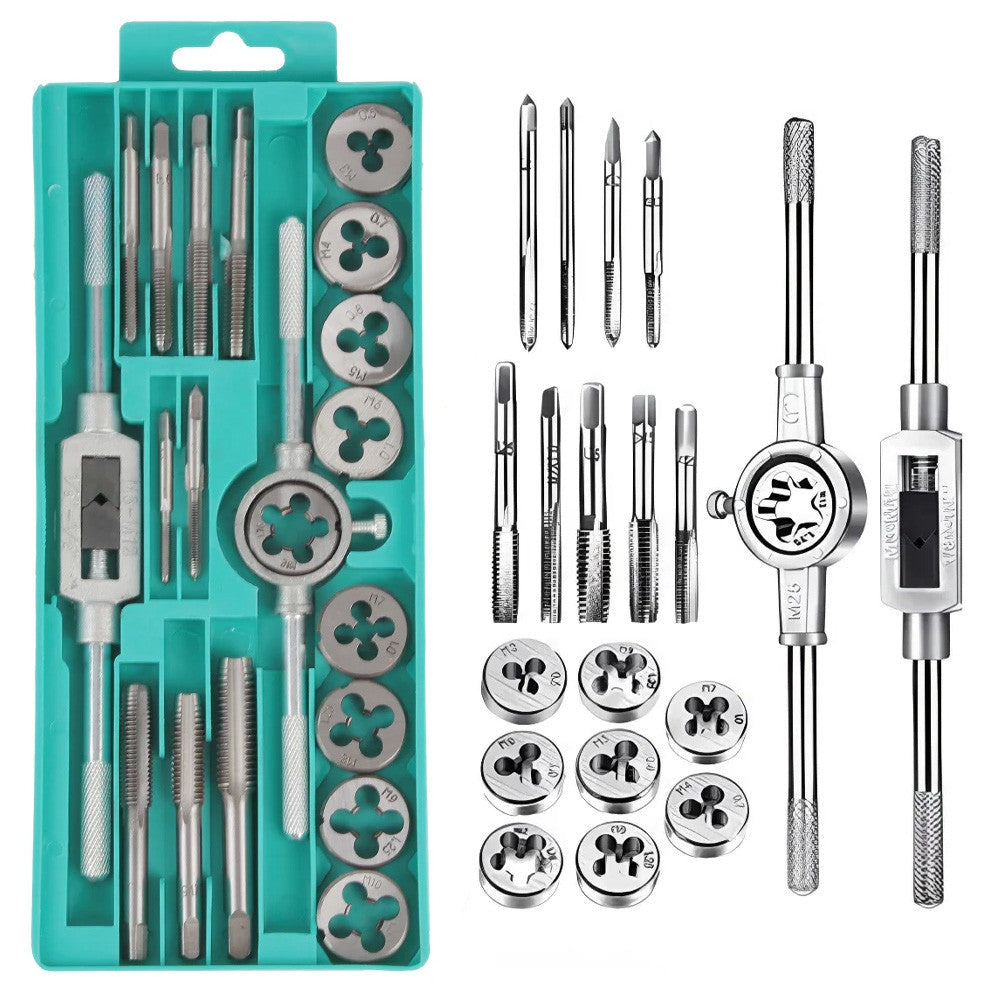 Набір мітчиків та плашок, 20 шт, в кейсі / Плашки / Мітчики / Плашки для нарізування різьби