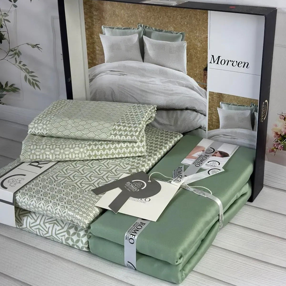 Постільна білизна сатинова, Євро розмір, подарункова упаковка, Romeo Home Morven / Комплект постільної білизни